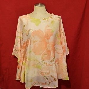 CHICO'S  MULTICOLOR  'translucent   BLOUSE   S/M